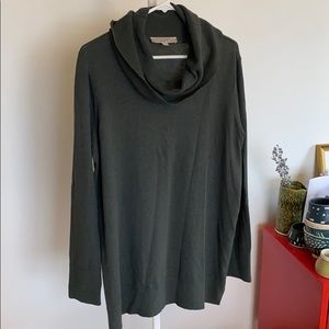 Lightweight cowl neck green sweater